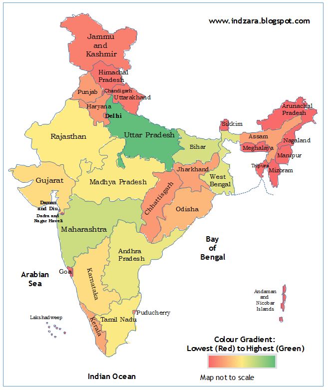 Geographic Heat Map of India by State - Excel Template