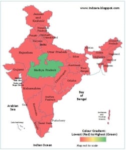 Geographic Heat Map of India by State - Excel Template