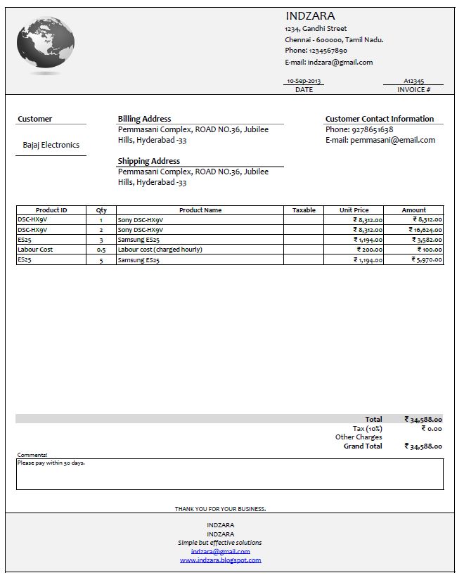 invoice form builder Free INDZARA  Invoice Excel Template  Builder   (Basic)