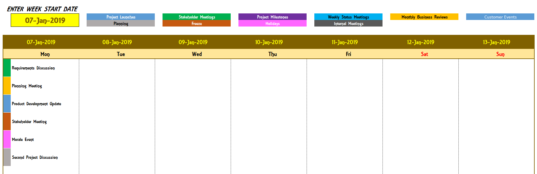 Events Calendar Template from indzara.com
