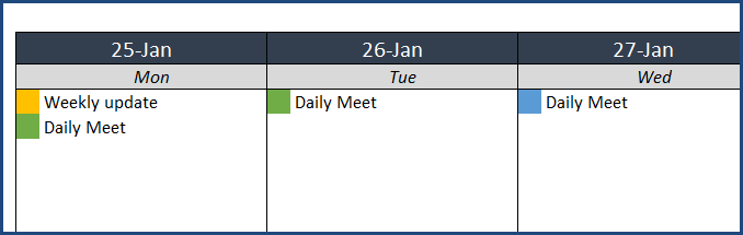 Task Manager Excel Template - Calendar