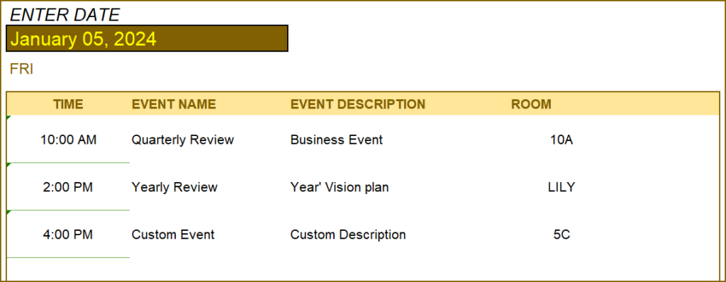 Excel Calendar Template 2024 - Daily Calendar 2024