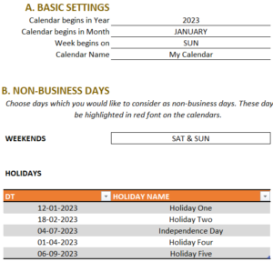 Download Event Calendar Maker Excel Template