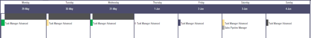 Weekly Calendar View: Task Manager Advanced Excel Template