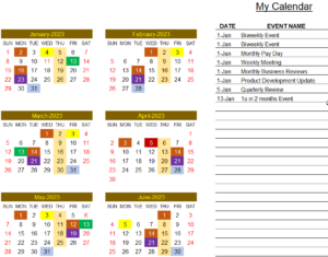 Download Event Calendar Maker Excel Template