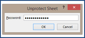 Unprotecting Sheets - Excel Templates - Enter Password