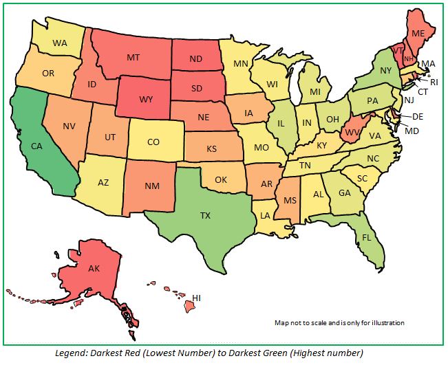 U.S. Heat Map - U.S. State Heat Map Excel Template