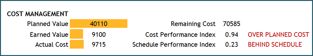Project Manager Excel Template - Cost Management