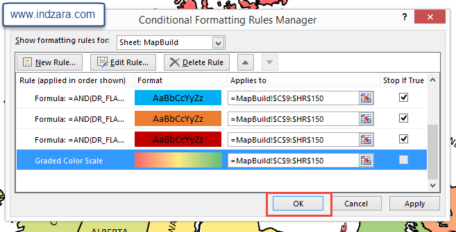 Gradient Color Scale - Changing Conditional Formatting Rules - Canada Heat Map Excel Template