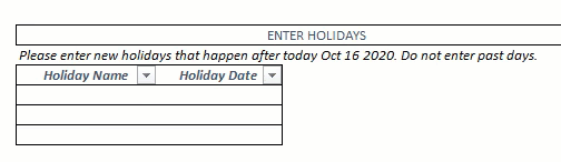 Student Attendance Register Template - Enter School's Holidays