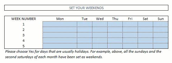 Student Attendance Register Excel Template - Set School's Weekends