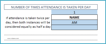 Student Attendance Register Template - Number of times Attendance is taken