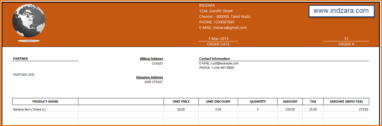 Manufacturing Inventory and Sales Manager - Excel Template - Invoice