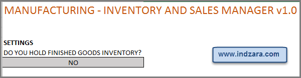 Manufacturing Inventory and Sales Manager Excel Template Settings