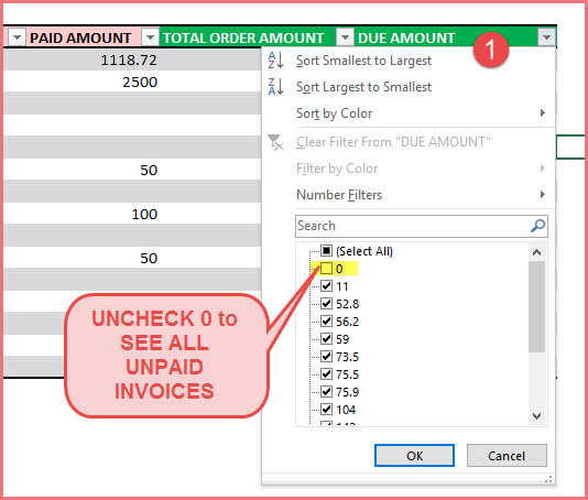 Identifying unpaid invoices
