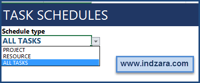 Project Planner (Advanced) Excel Template – Summary - Task Schedule Options