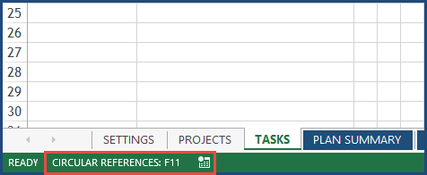 Excel - Circular Reference Message 