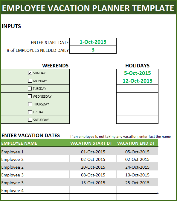 Team Holiday Calendar Excel Template Hq Printable Documents