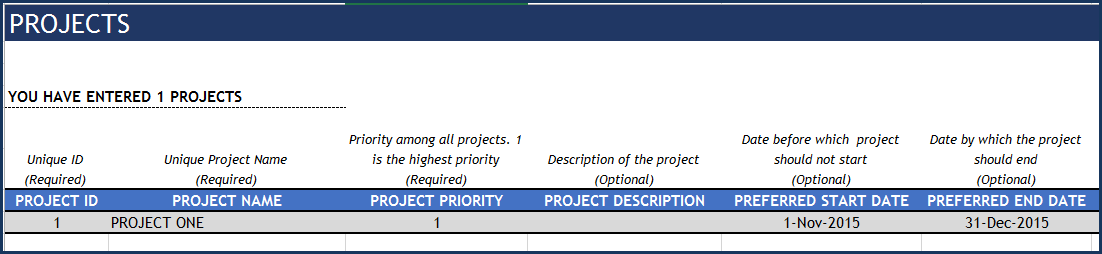 Project Planner Advanced Excel Template - Projects
