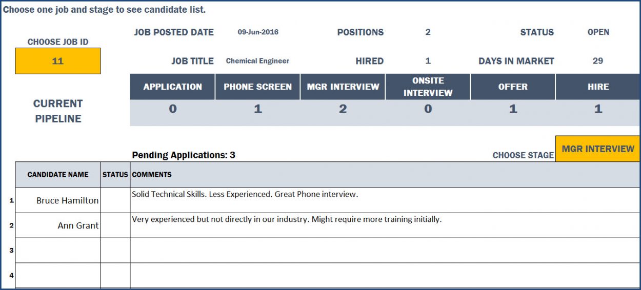 Recruitment Manager Excel Template HR Metrics Download