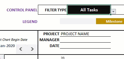 Gantt Chart Maker – Excel Template – Filter Types