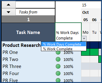 Gantt Chart Maker - Excel Template - % Complete