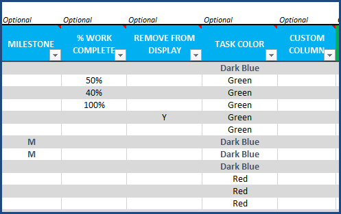 Gantt Chart Maker - Excel Template - Optional Data Input