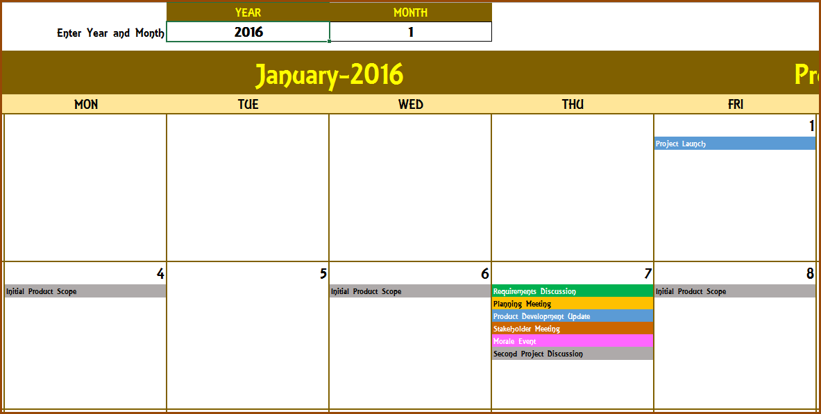 Event Calendar Maker - Excel Template - OneMonth Design
