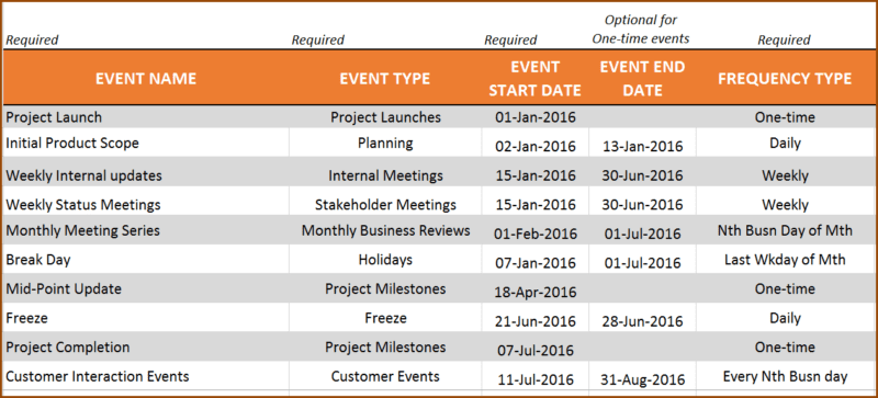 Event Calendar Maker Excel Template v3 Support