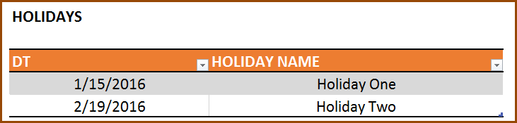 Event Calendar Maker Excel Template - Holidays