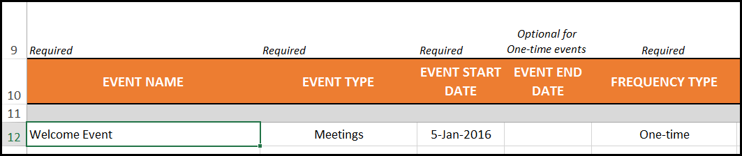 Event Calendar Maker - Excel Template - Events Data