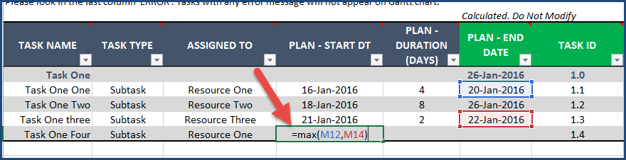 Gantt Chart Maker Excel Template - Formula