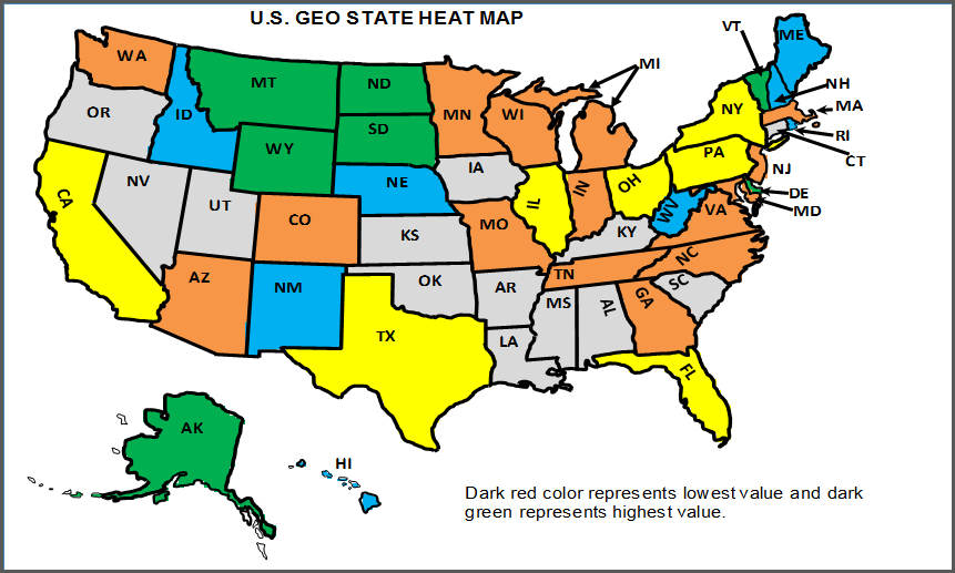 U.S. State Heat Map - Updated Map
