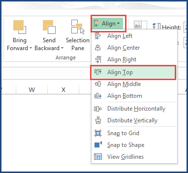 Align Top option in Picture Tools