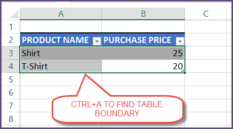 Finding Boundary of Table