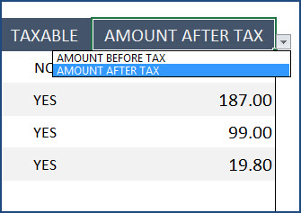 Choose either Amount Before Tax or After Tax