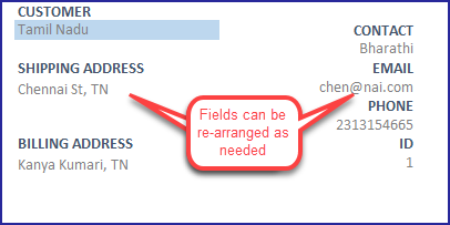Customer Information – Rearrange fields as needed