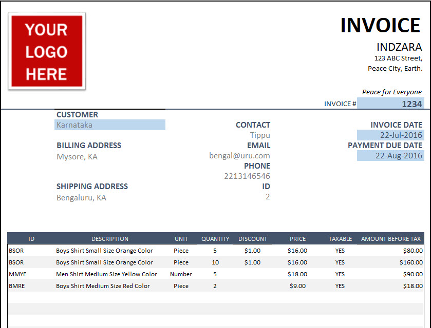 excel invoice template
 Free Invoice Template - Sales Invoice Template for Small Business