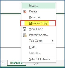 Make a Copy of Invoice Sheet