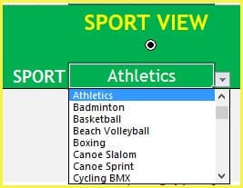 Sport View - Choose Sport from Drop down