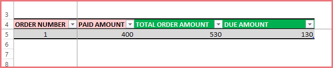 Entering Amount Paid by Customer in Order Header Sheet