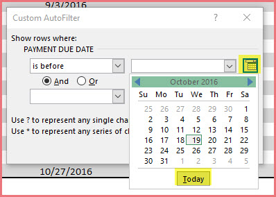 Choose Today in the dialog box