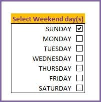 Select Company Weekends to use for employee attendance tracking