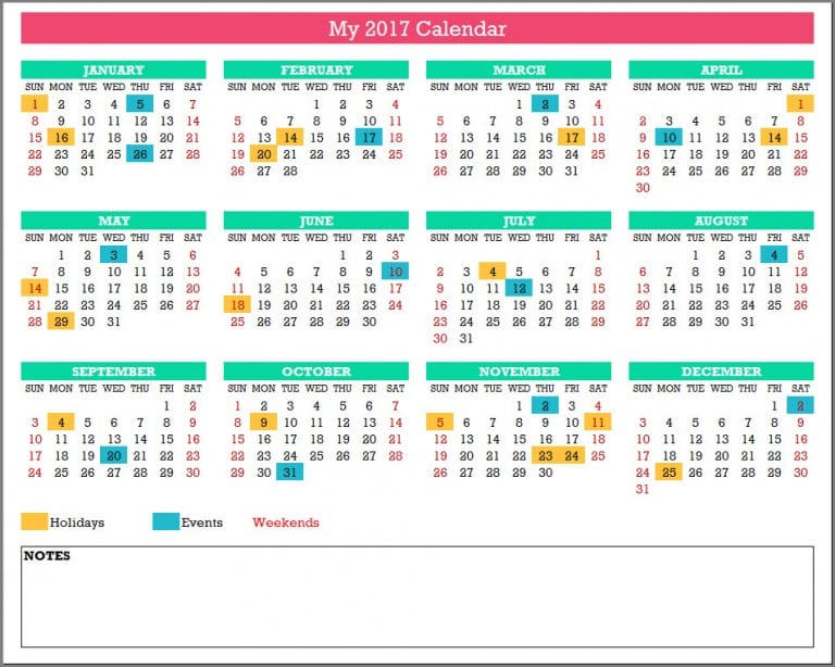 Calendar Template - 17 Calendar Designs in Excel - Free Download