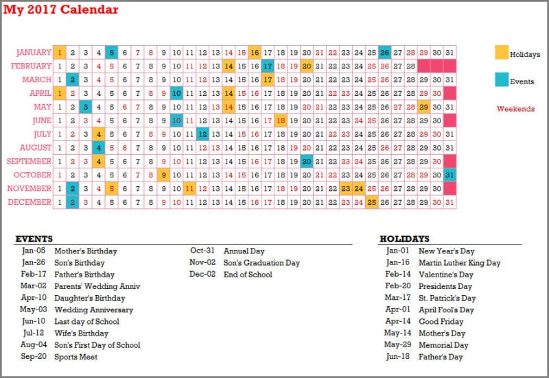 Calendar Template - 17 Calendar Designs in Excel - Free Download