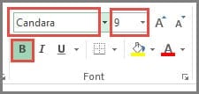 Changes to font and font size and bold