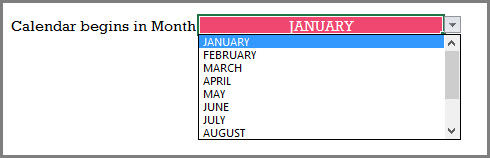Choose Starting Month for the Calendar in Excel Template
