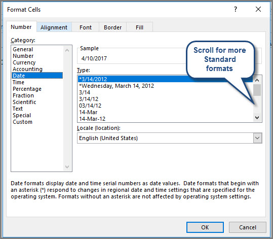 Choose one from the standard date formats