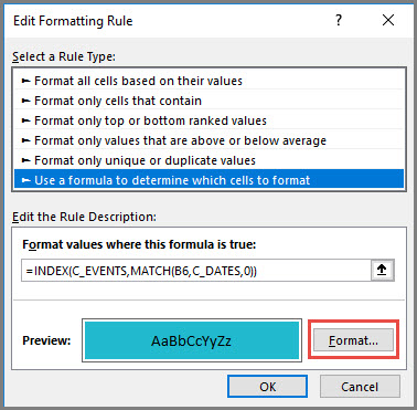 Conditional formatting - Edit Format for a rule