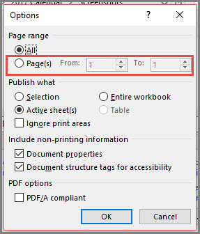 Exporting only some pages as PDF